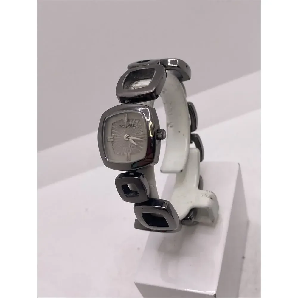 Fossil Womens Tank Style Watch Worn Crystal New Battery